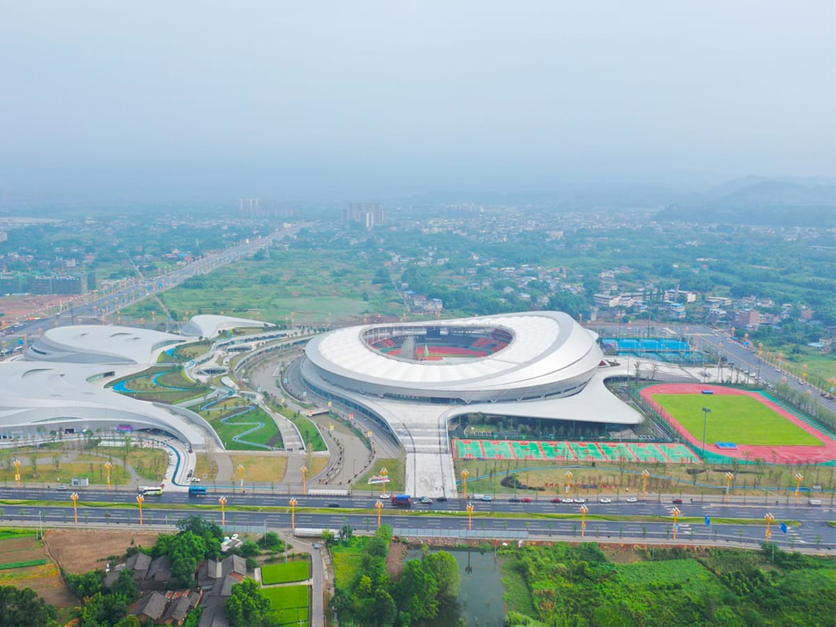 Luftmembranstruktur for stadion for flere idretter